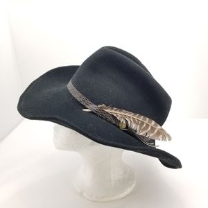 B55 Lite Felt  Mens 100% Wool Felt Crushable Hat Size Medium w/Band Black